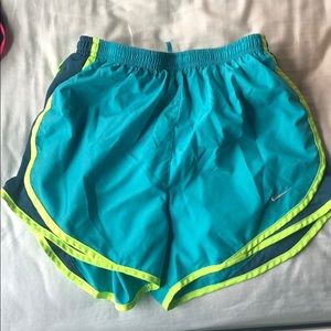 Blue/neon yellow Nike shorts